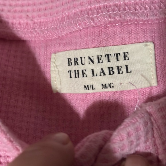 Brunette The Label Pink Long Sleeve Henley boxy fit long sleeve shirt m/l - Picture 8 of 10